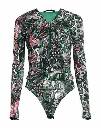 Just Cavalli Woman Bodysuit Green Viscose, Elastane Cover