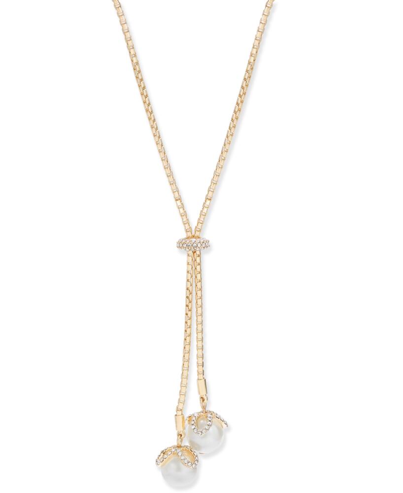 Charter Club Crystal & Imitation Pearl Lariat Necklace, 36" + 2" extender, Created for Macy's - Gold Cover