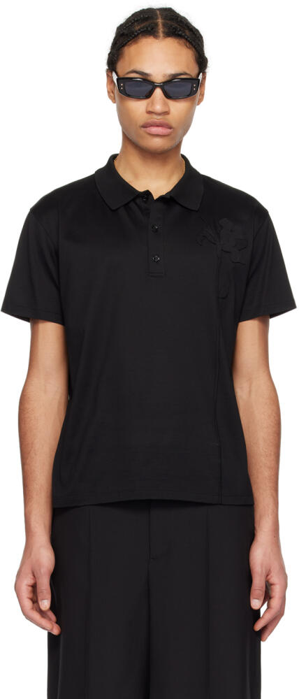 Valentino Black Floral Appliqué Polo Cover