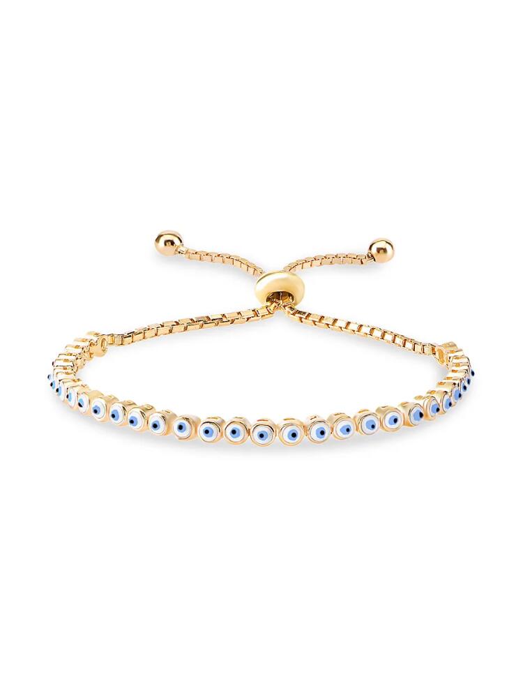 Gabi Rielle Women's Love & Protection 14K Goldplated Sterling Silver Evil Eye Bolo Bracelet Cover