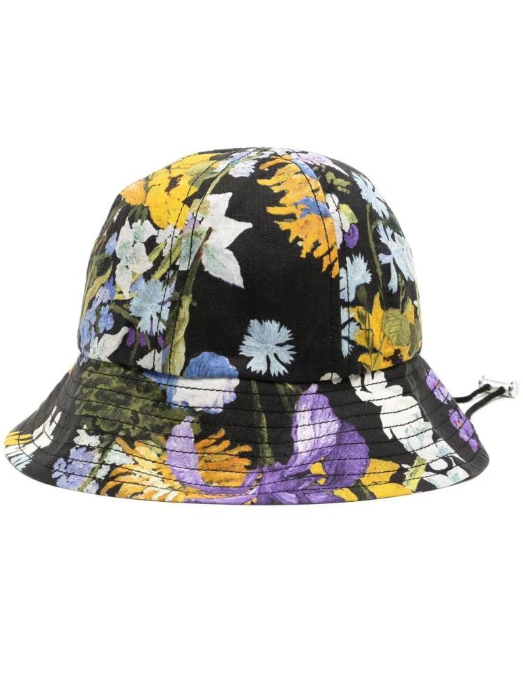 ERDEM floral-print drawstring bucket hat - Black Cover