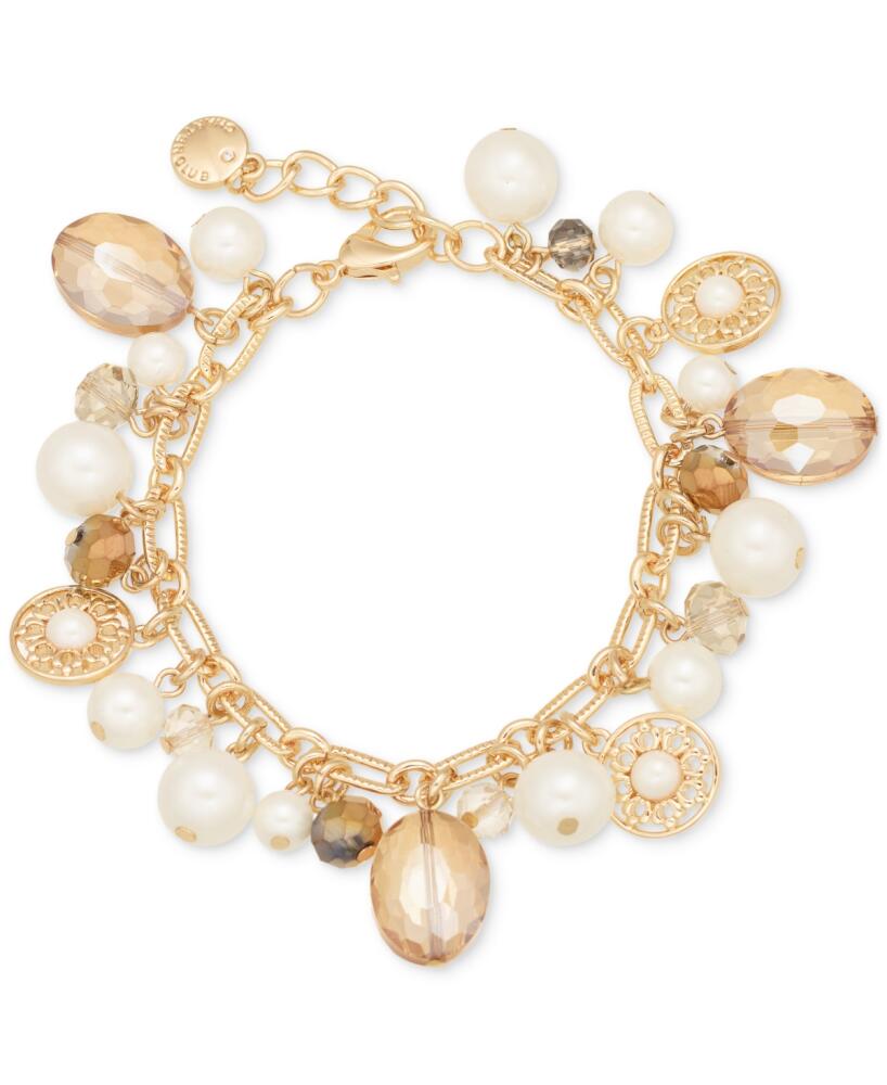 Charter Club Gold-Tone Bead & Imitation Pearl Charm Bracelet, Created for Macy's - Brown Cover