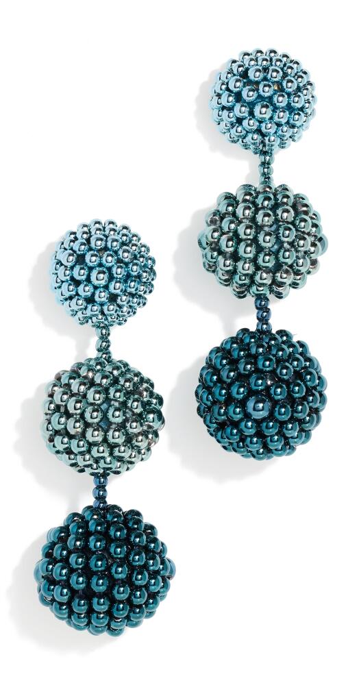 Oscar de la Renta 3 Ball Beaded Chandelier Earrings Blue Cover