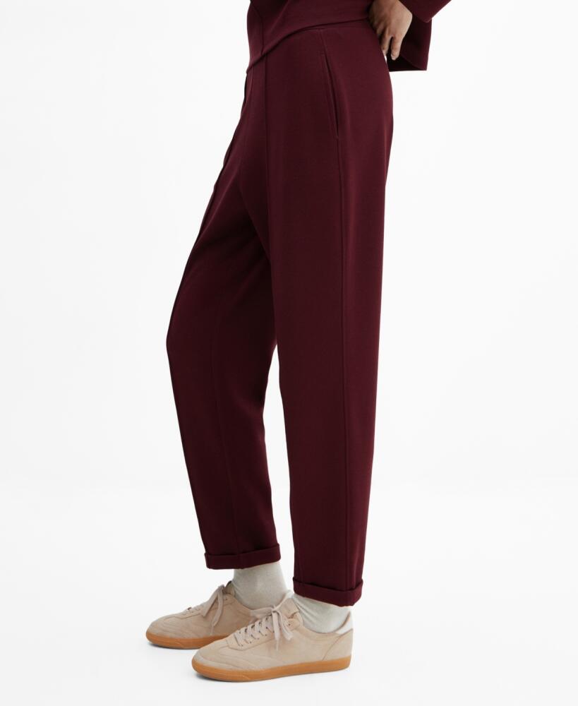 Mango Women's Seam Detail Jogger Pants - Burgundy Cover