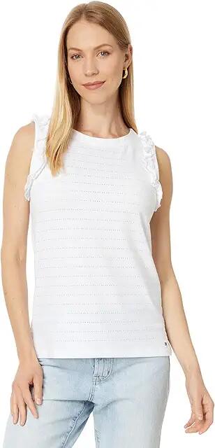 Tommy Hilfiger Sleeveless Ruffle Tank (Bright White) Women's Clothing Cover