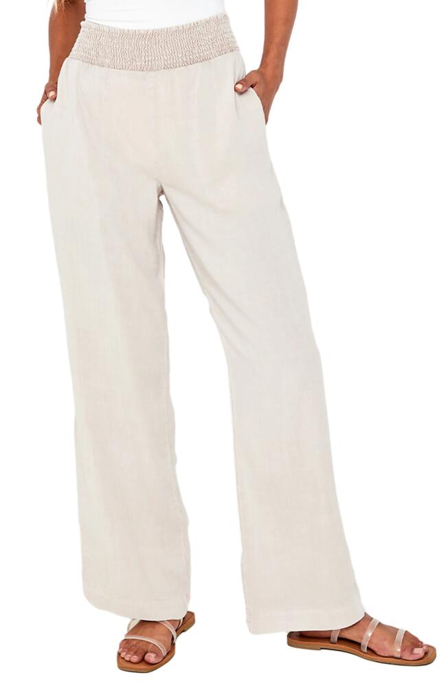 Bella Dahl Smock Waist Wide Leg Pants in Soft Tan Cover