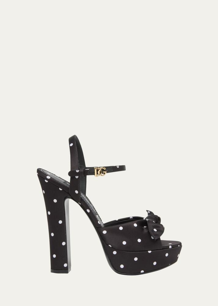 Dolce & Gabbana Keira Polka Dot Bow Platform Sandals Cover