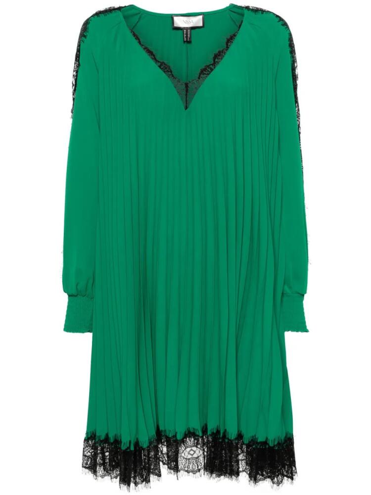 NISSA lace-trim pleated dress - Green Cover