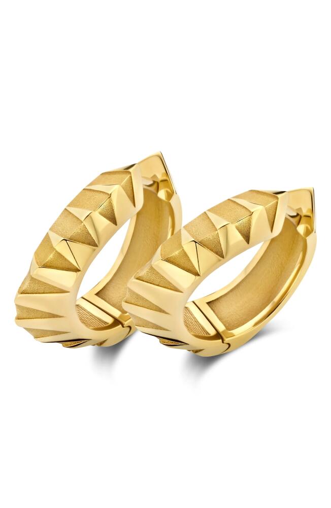 DRIES CRIEL Pyramide Huggie Hoop Earrings in Yellow Gold Cover