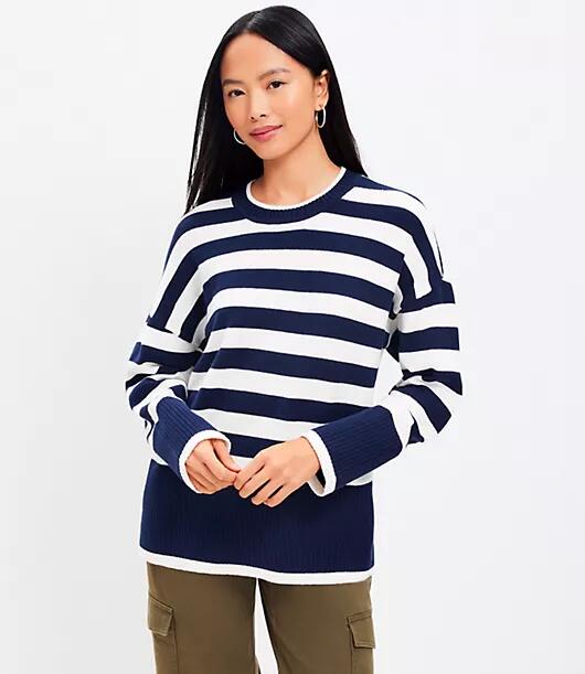 Loft Stripe Relaxed Tunic Sweater Cover