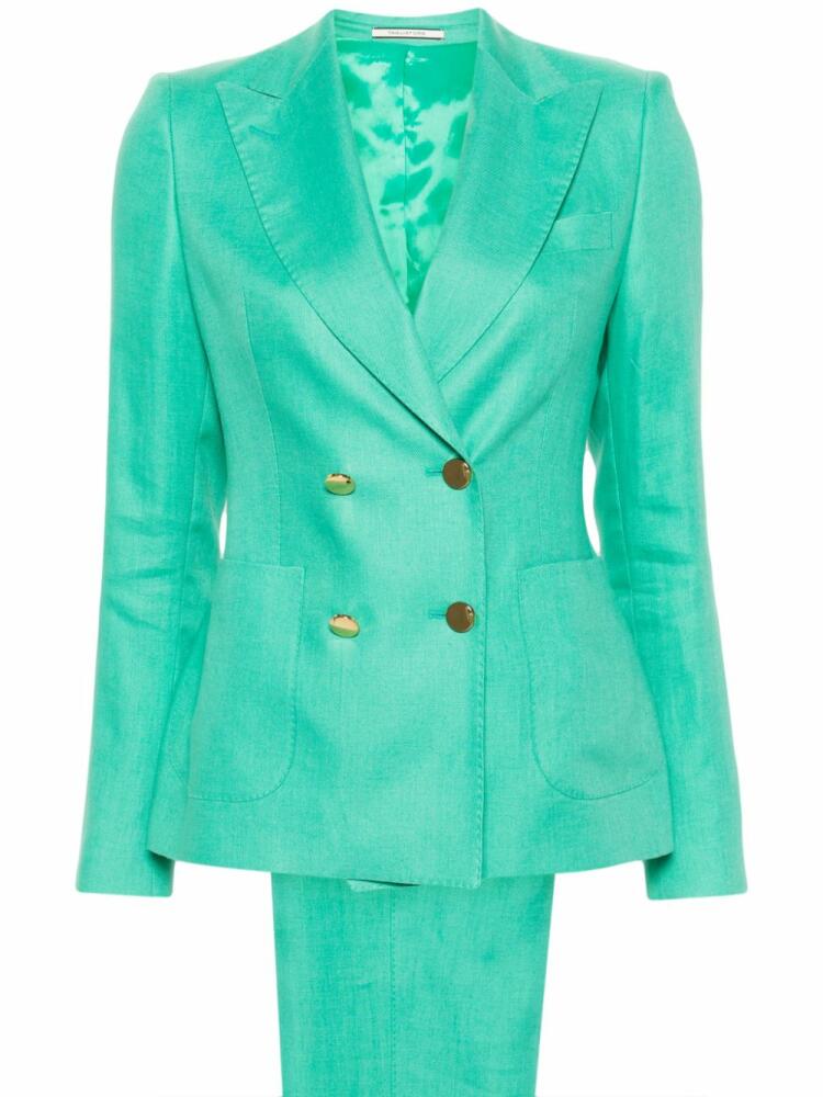 Tagliatore linen double-breasted suit - Green Cover