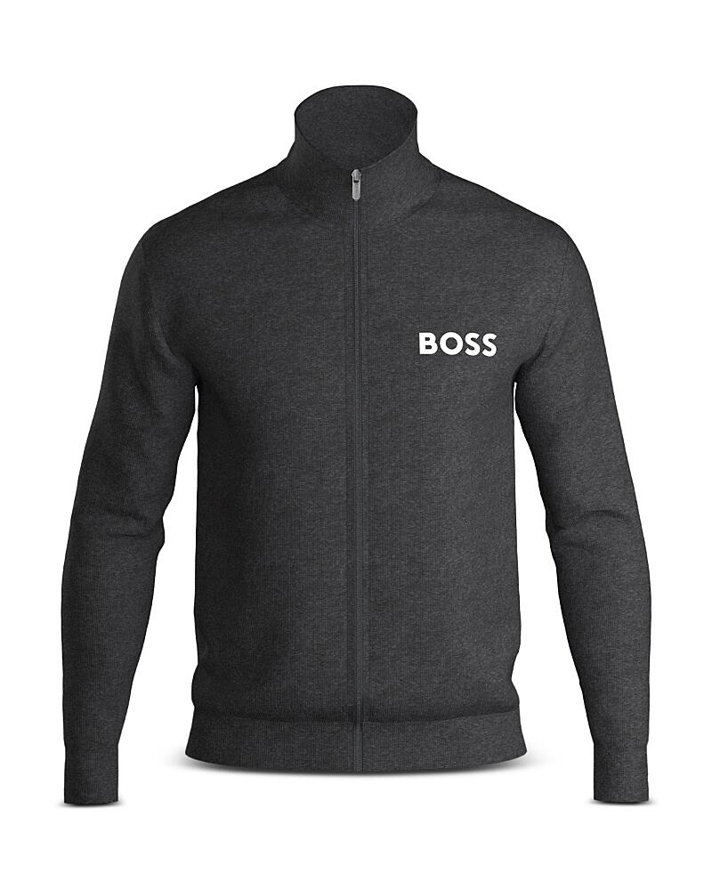 Boss Ease Cotton Logo Print Full Zip Jacket Regular Fit Cover