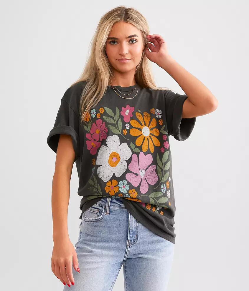 The Vinyl Icons Abstract Flowers Oversized T-Shirt Cover