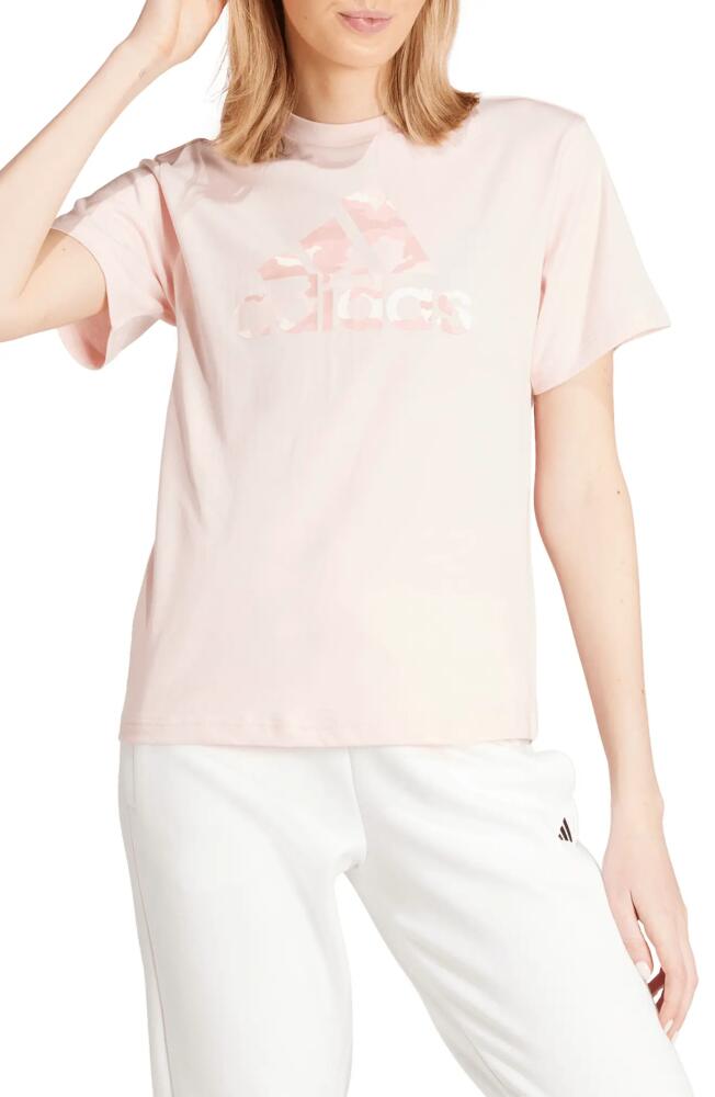 adidas Camo Logo Cotton Graphic T-Shirt in Sandy Pink Cover