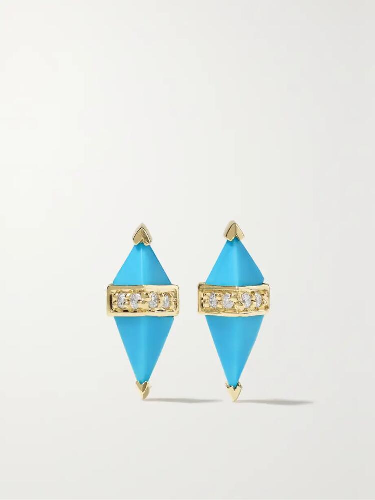 Sorellina - Pietra 18-karat Gold, Turquoise And Diamond Earrings - One size Cover