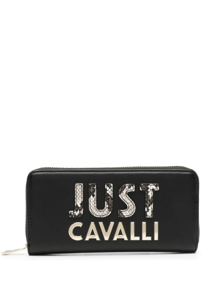 Just Cavalli logo-lettering zip-up wallet - Black Cover