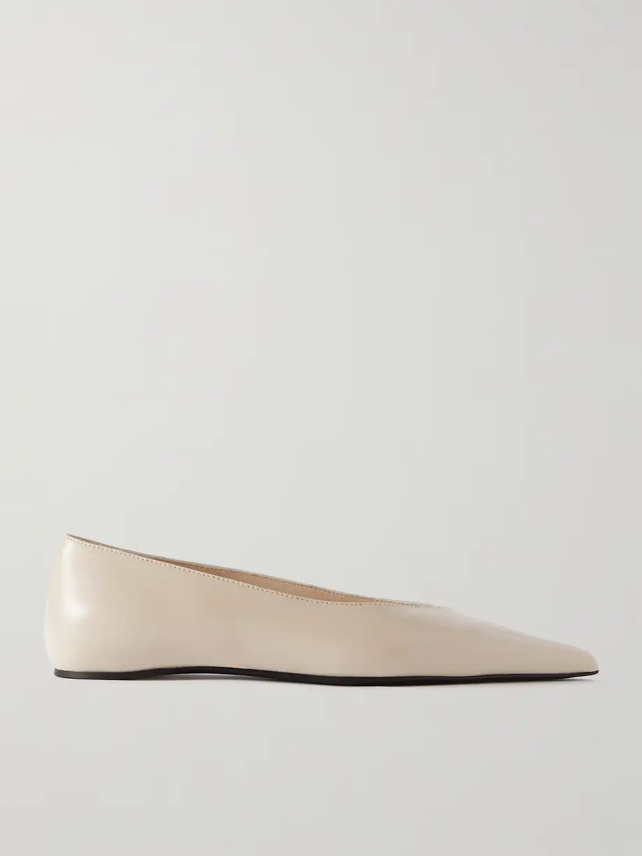 TOTEME - + Net Sustain The Asymmetric Ballerina Leather Point-toe Flats - White Cover