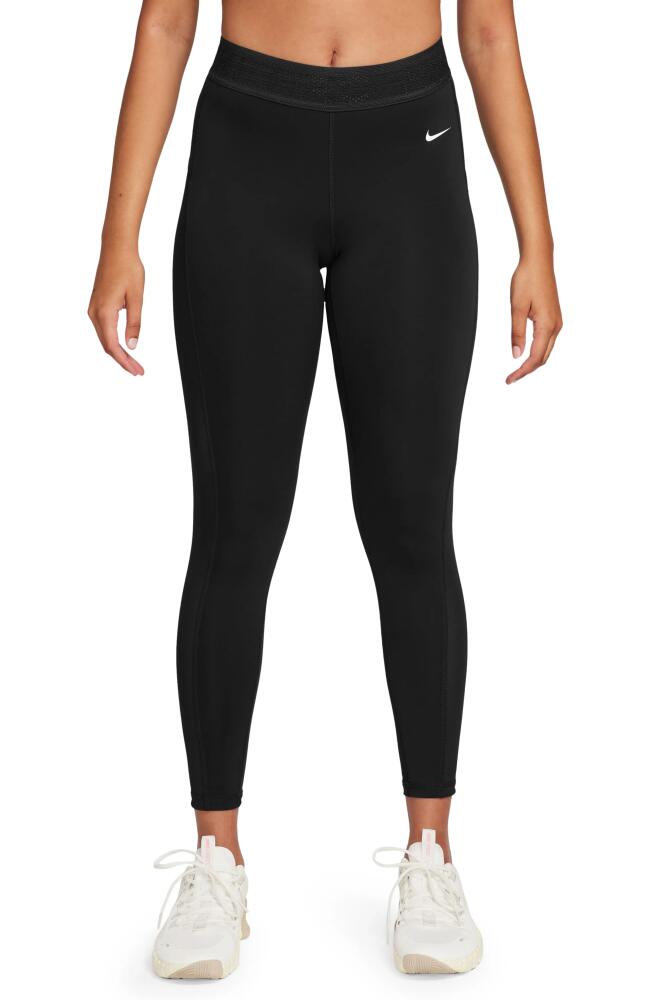 Nike Pro 7/8 Mesh Panel Leggings in Black/White Cover