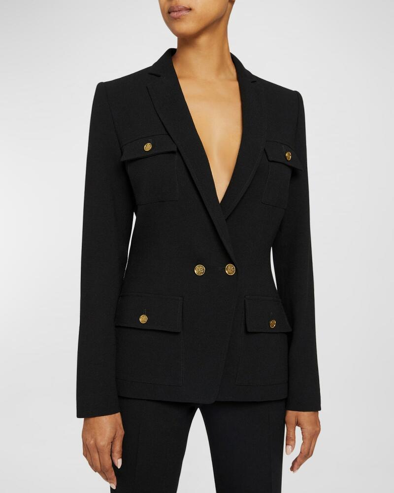 Santorelli Verisa Double-Breasted Wool Crepe Jacket Cover