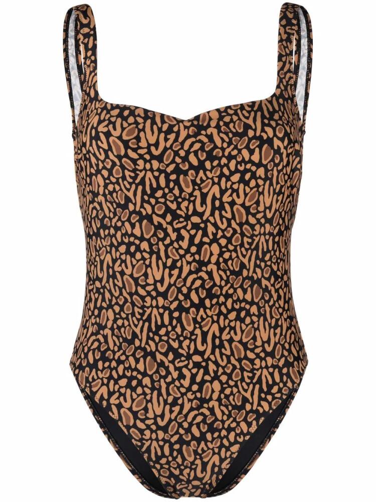 Nanushka leopard-print sweetheart-neckline one-piece - Brown Cover