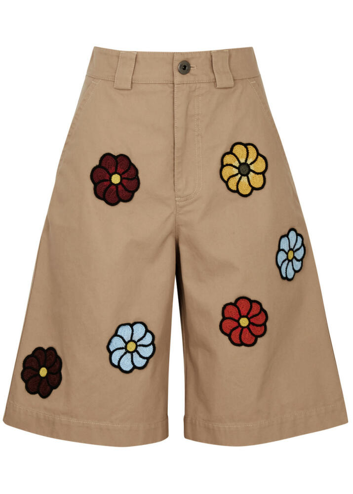 Moncler 1 Moncler JW Anderson Floral Cotton Shorts - Beige Cover