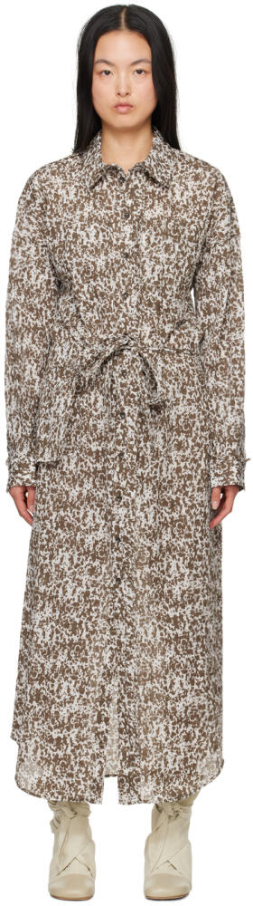 LEMAIRE Brown & Off-White Printed Midi Dress Cover