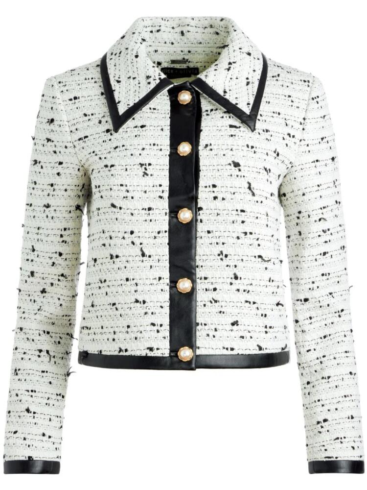 alice + olivia Renae cropped tweed jacket - White Cover