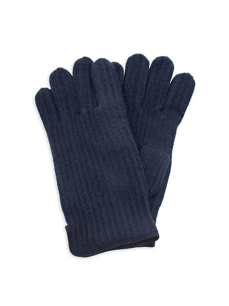 Portolano Men's Double Layer Cashmere Ribbed Gloves - Uniform Navy Cover