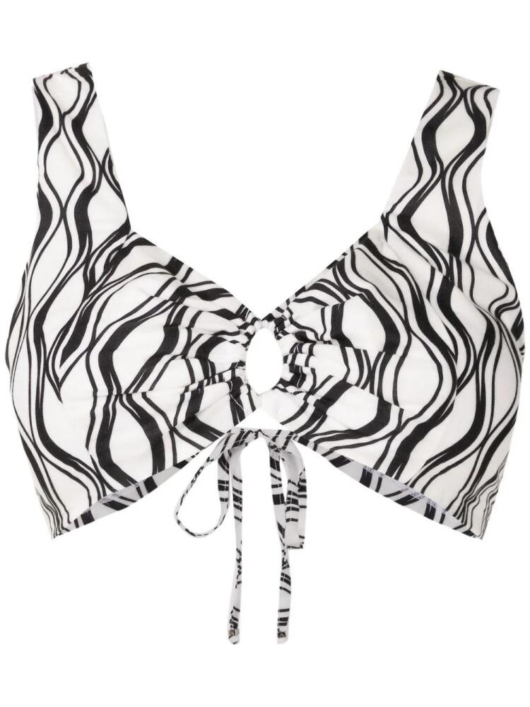 Amir Slama wave-print sleeveless cropped top - White Cover