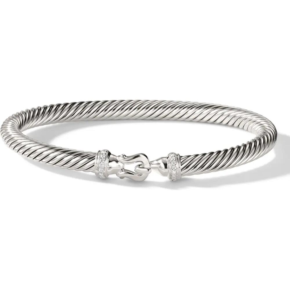 David Yurman Buckle Classic Cable Bracelet in Sterling Silver with Pavé Diamonds, 5mm in Silver Pave Cover