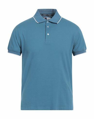 Bagutta Man Polo shirt Slate blue Cotton, Elastane Cover