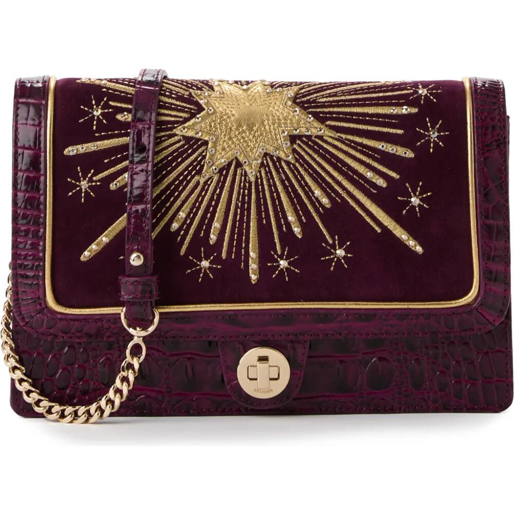 Brahmin Wendy Croc Embossed Leather Crossbody Bag in Sugar Plum Cover