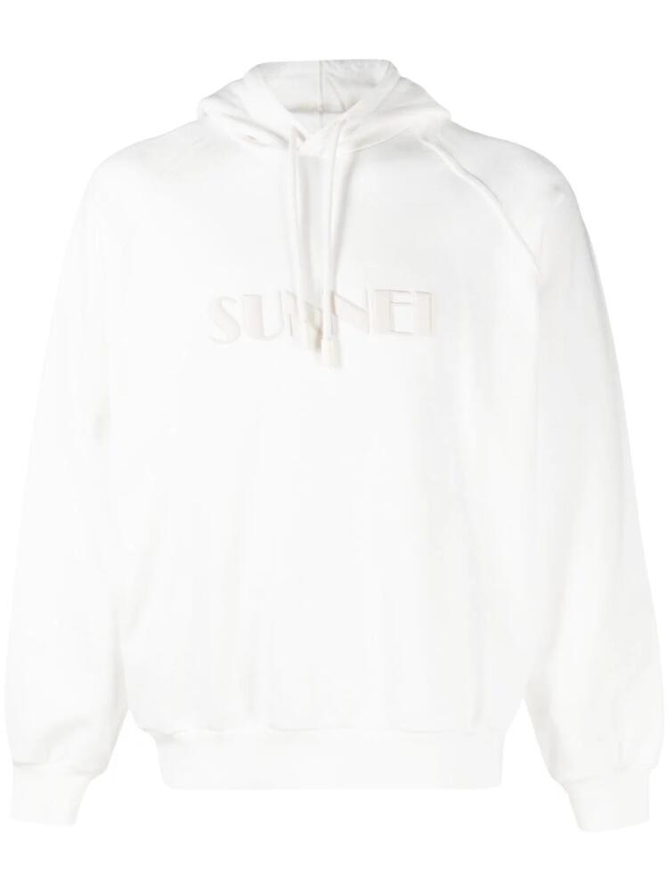 Sunnei logo-embroidered cotton hoodie - White Cover