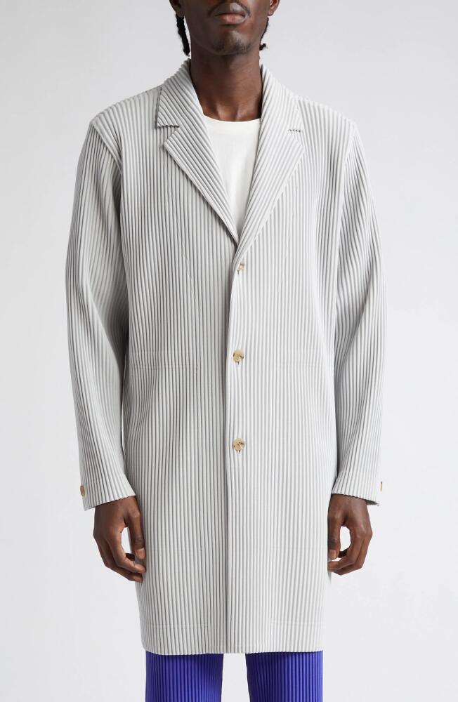 Homme Plissé Issey Miyake Basics Pleated Coat in 11-Lt. gray Cover