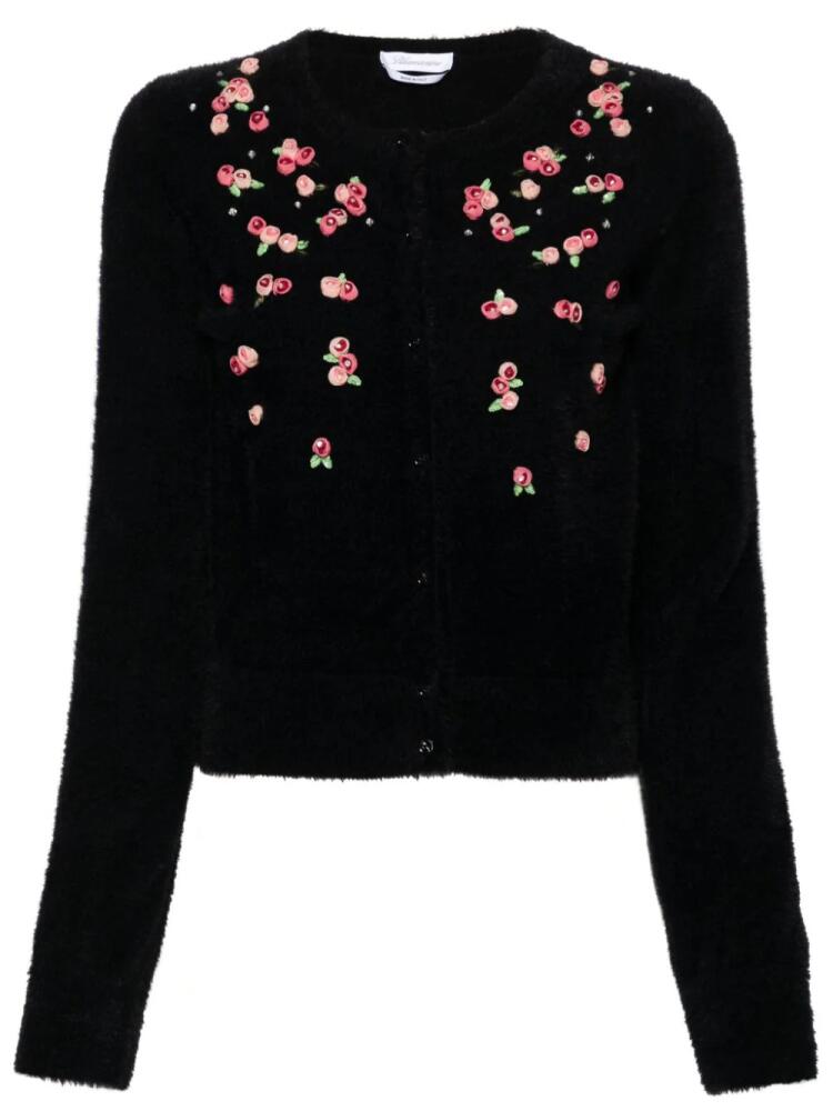 Blumarine floral-appliqué knitted cardigan - Black Cover