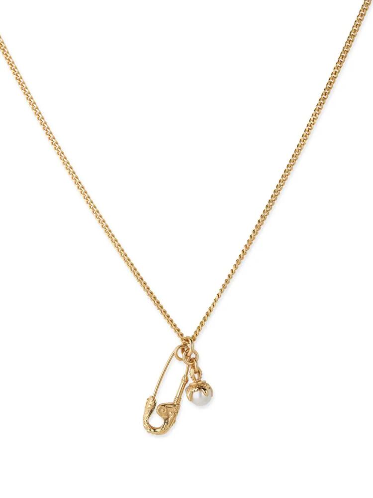 Emanuele Bicocchi safety pin pearl-pendant necklace - Gold Cover