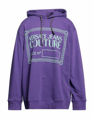 Versace Jeans Couture Man Sweatshirt Purple Cotton Cover