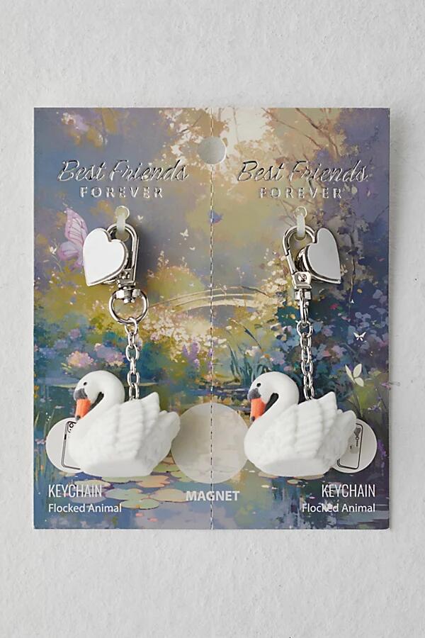 Swan BFF Magnetic Keychain Set in White Cover