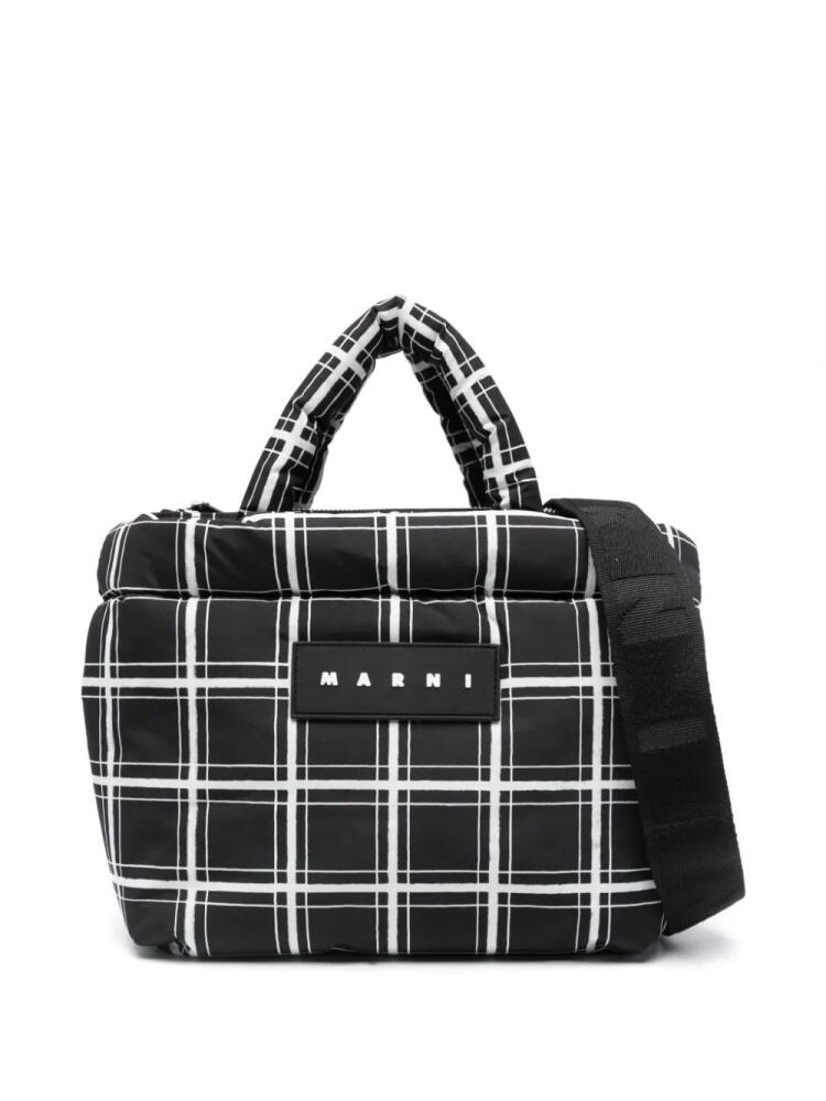 Marni mini plaid-check padded tote bag - Black Cover