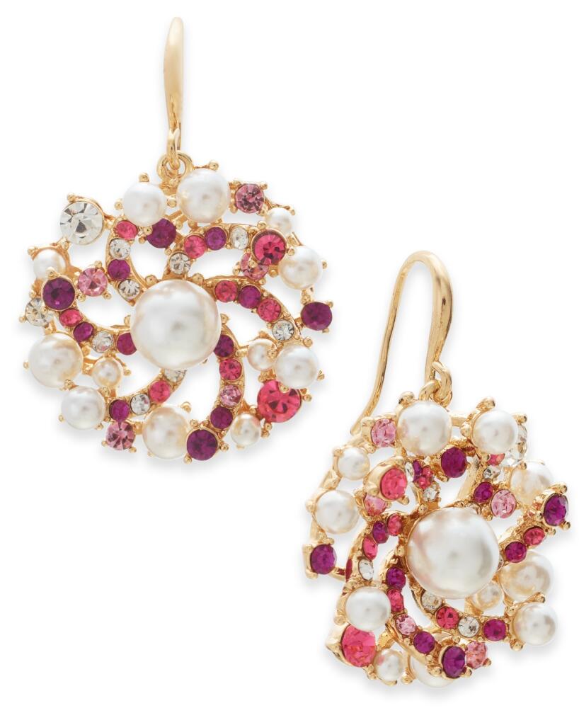 Charter Club Imitation Pearl & Glass Crystal Swirl Cluster Drop Earrings, Created for Macy's - Gold Cover