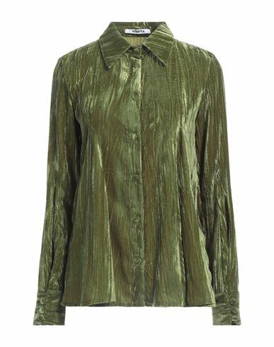 Vivetta Woman Shirt Military green Polyester Cover