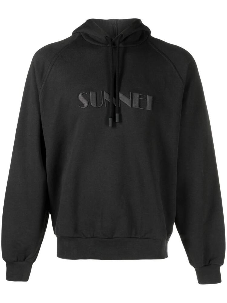 Sunnei logo-embroidered cotton hoodie - Black Cover