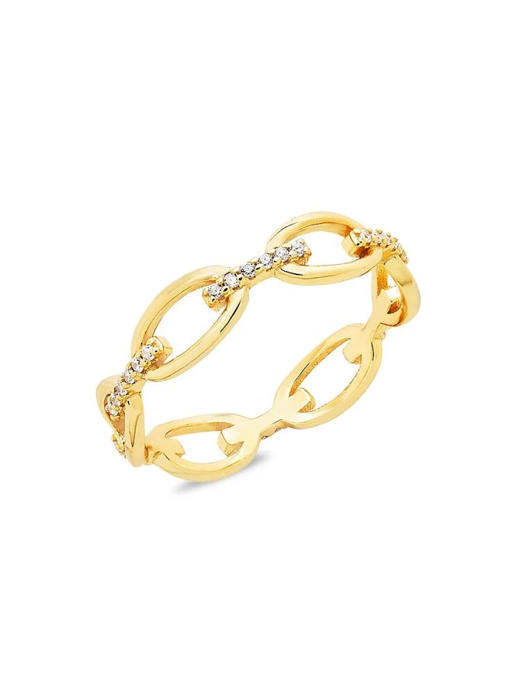 Sterling Forever Women's 14K Gold Vermeil & Crystal Open Chain-Link Ring/Size 7 Cover