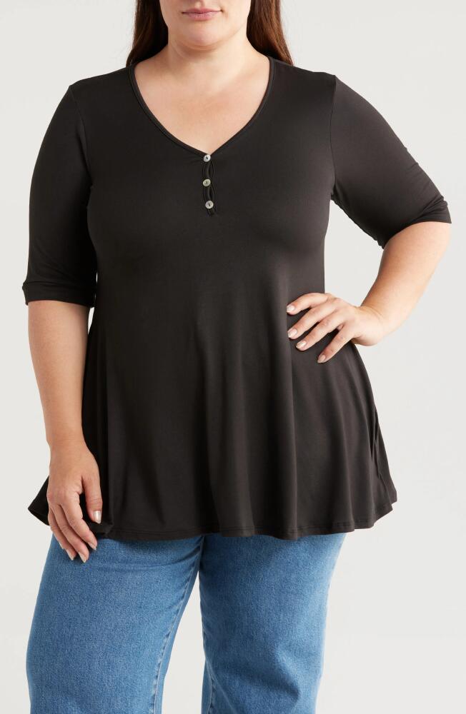 24seven Comfort Apparel Three-Button Tunic in Black Cover