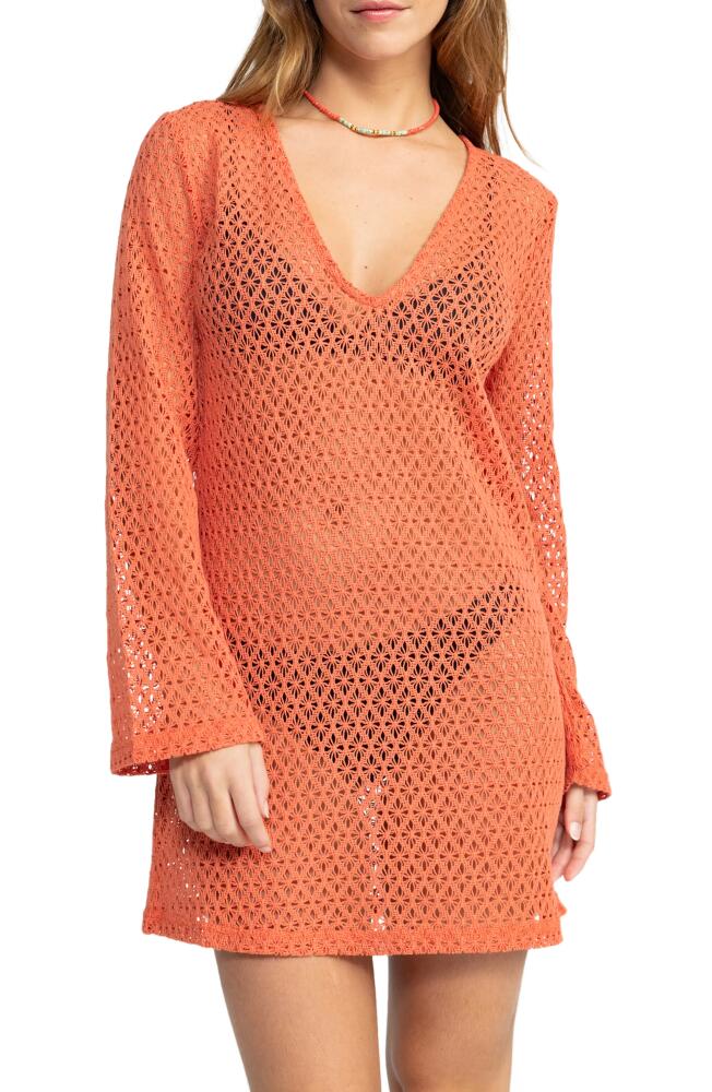 Roxy Love Coastline Open Stitch Cover-Up Dress in Apricot Brandy Cover