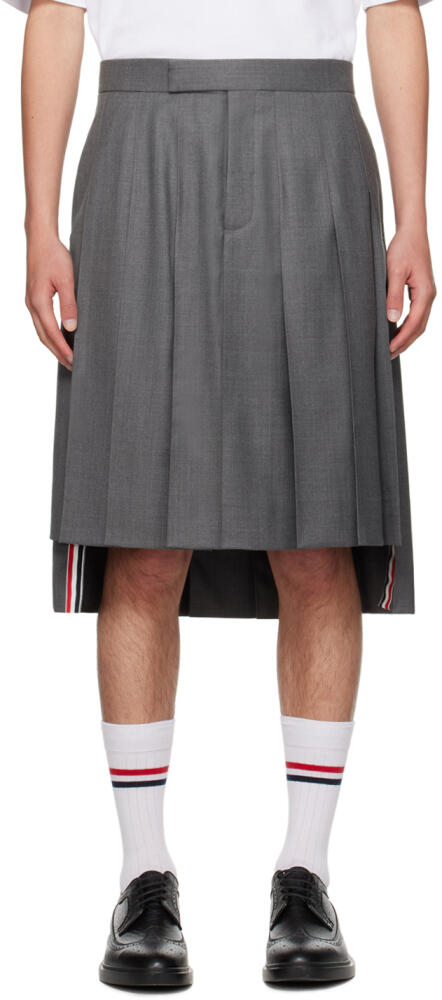 Thom Browne Gray Pleated Midi Skirt Cover