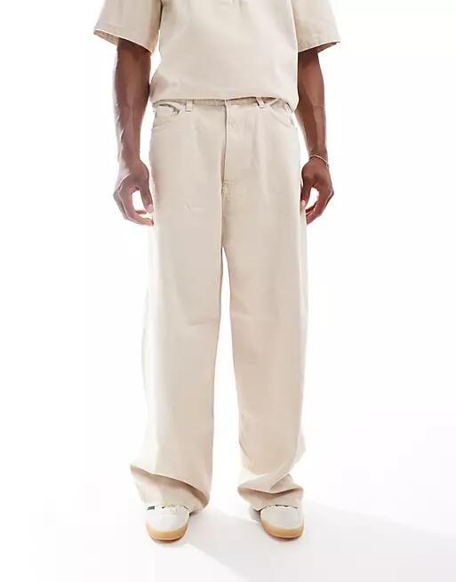 Weekday Astro heavyweight linen pants in beige-Neutral Cover