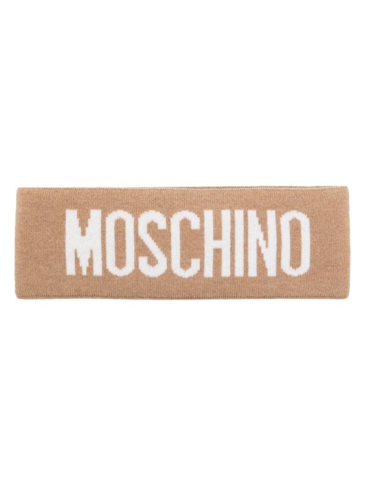 Moschino logo-intarsia ribbed headband - Neutrals Cover