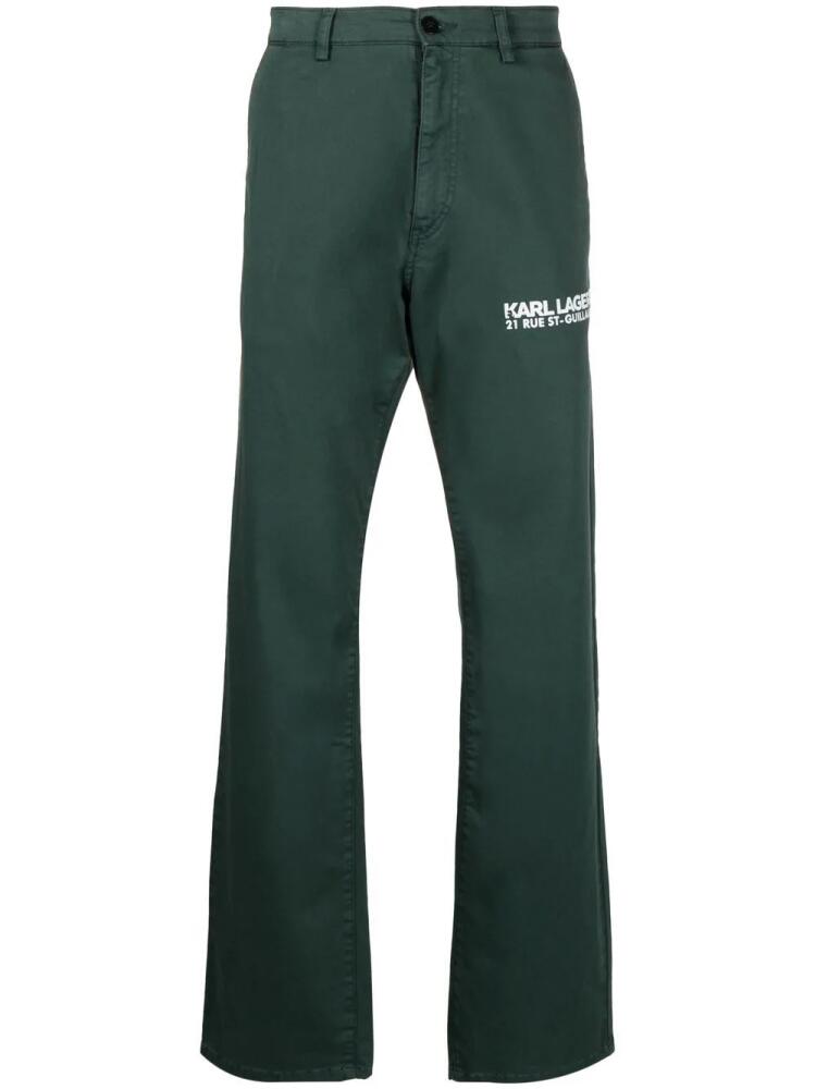 Karl Lagerfeld logo-print straight trousers - Green Cover