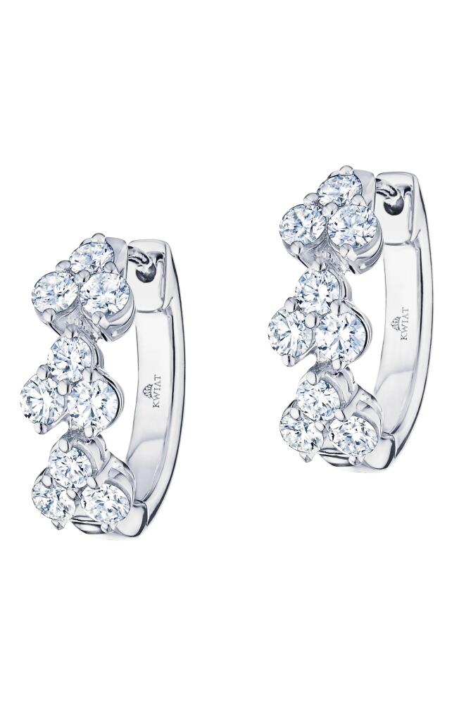 Kwiat Cluster Diamond Huggie Hoop Earrings in White Gold Cover